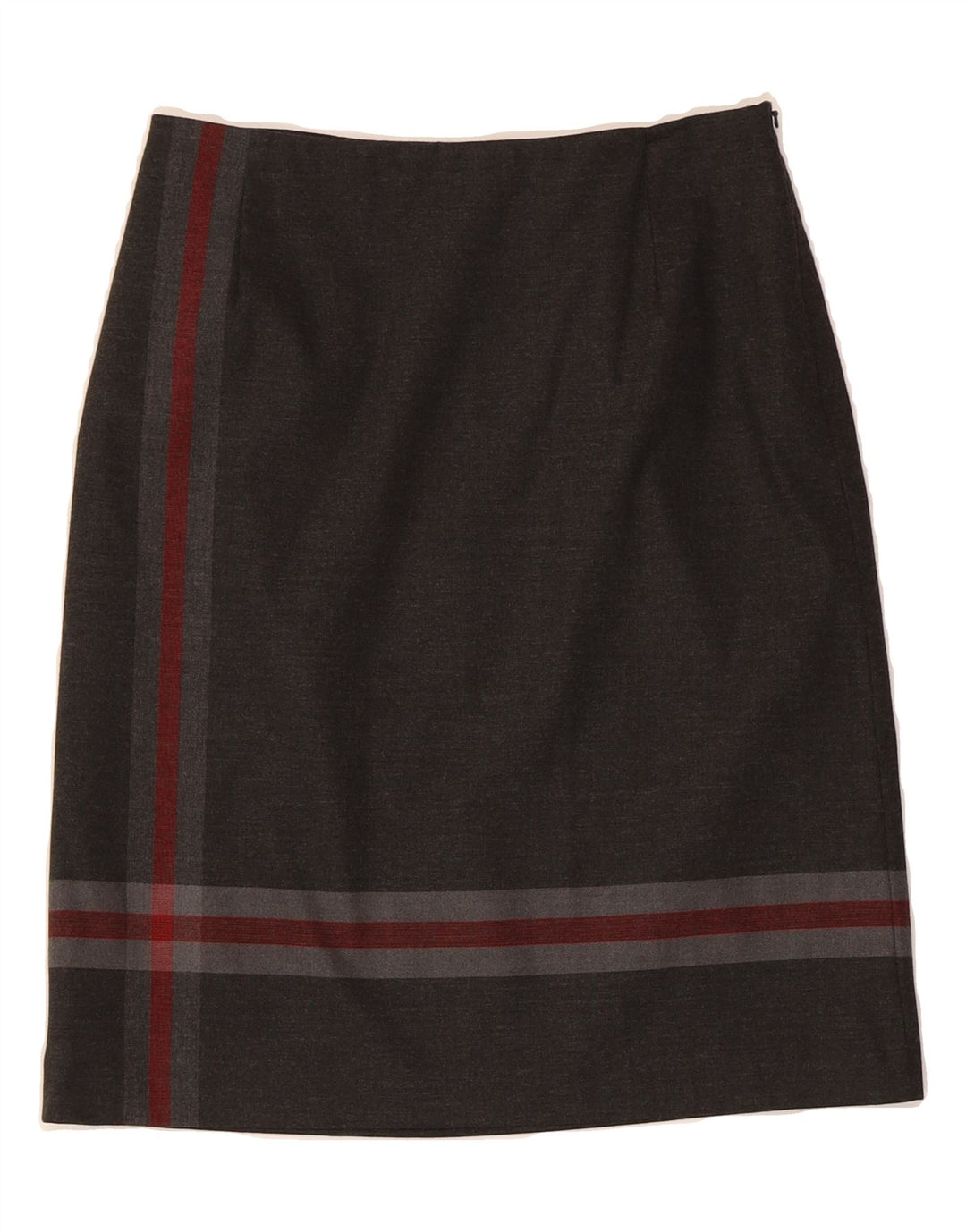 MINUET Womens Straight Skirt UK 8 Small W28  Grey Striped Polyester Vintage Minuet and Second-Hand Minuet from Messina Hembry 