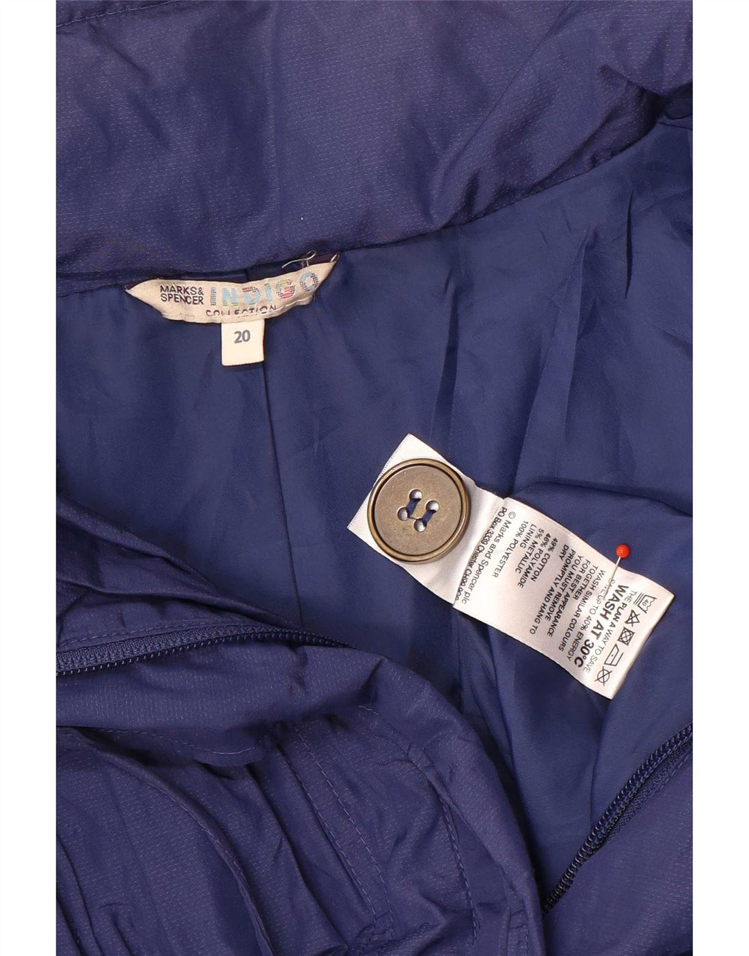 Marks & Spencer Dame Oversized Regnfrakke UK 20 2XL Blå Bomuld