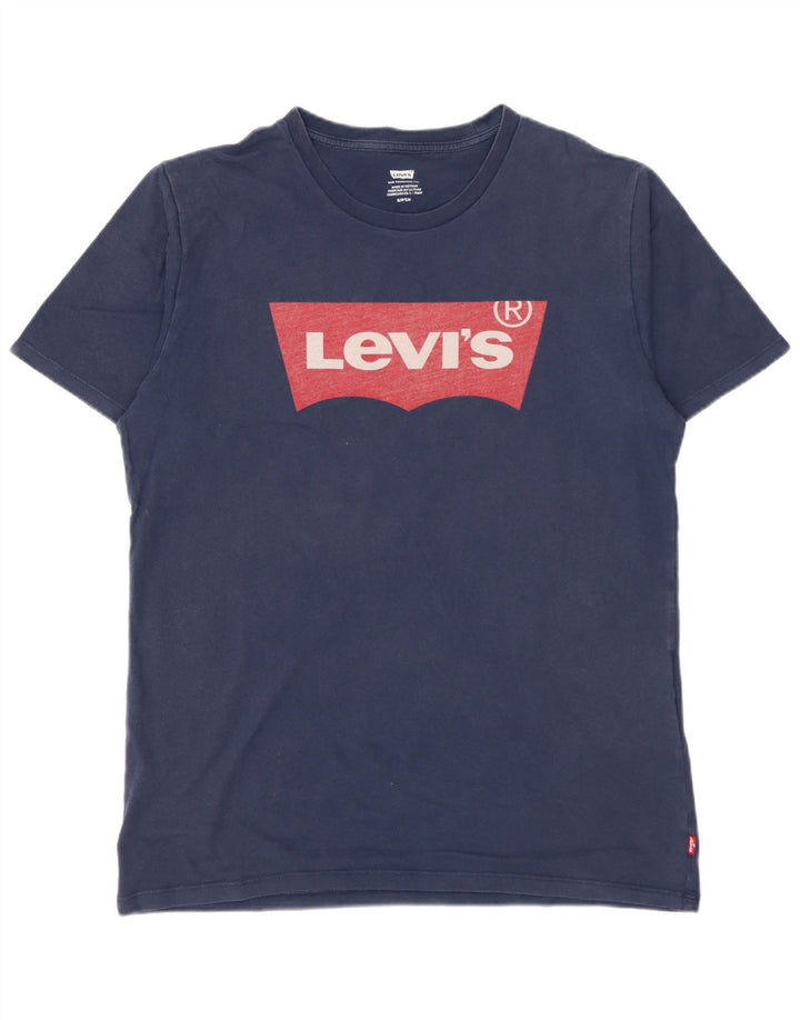 LEVI'S Herre grafisk T-shirt Top Lille marineblå bomuld
