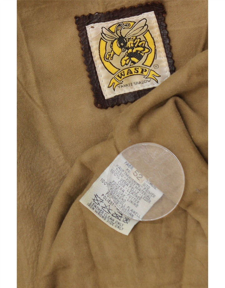 VINTAGE Herre Læderjakke IT 52 XL Brunt Læder