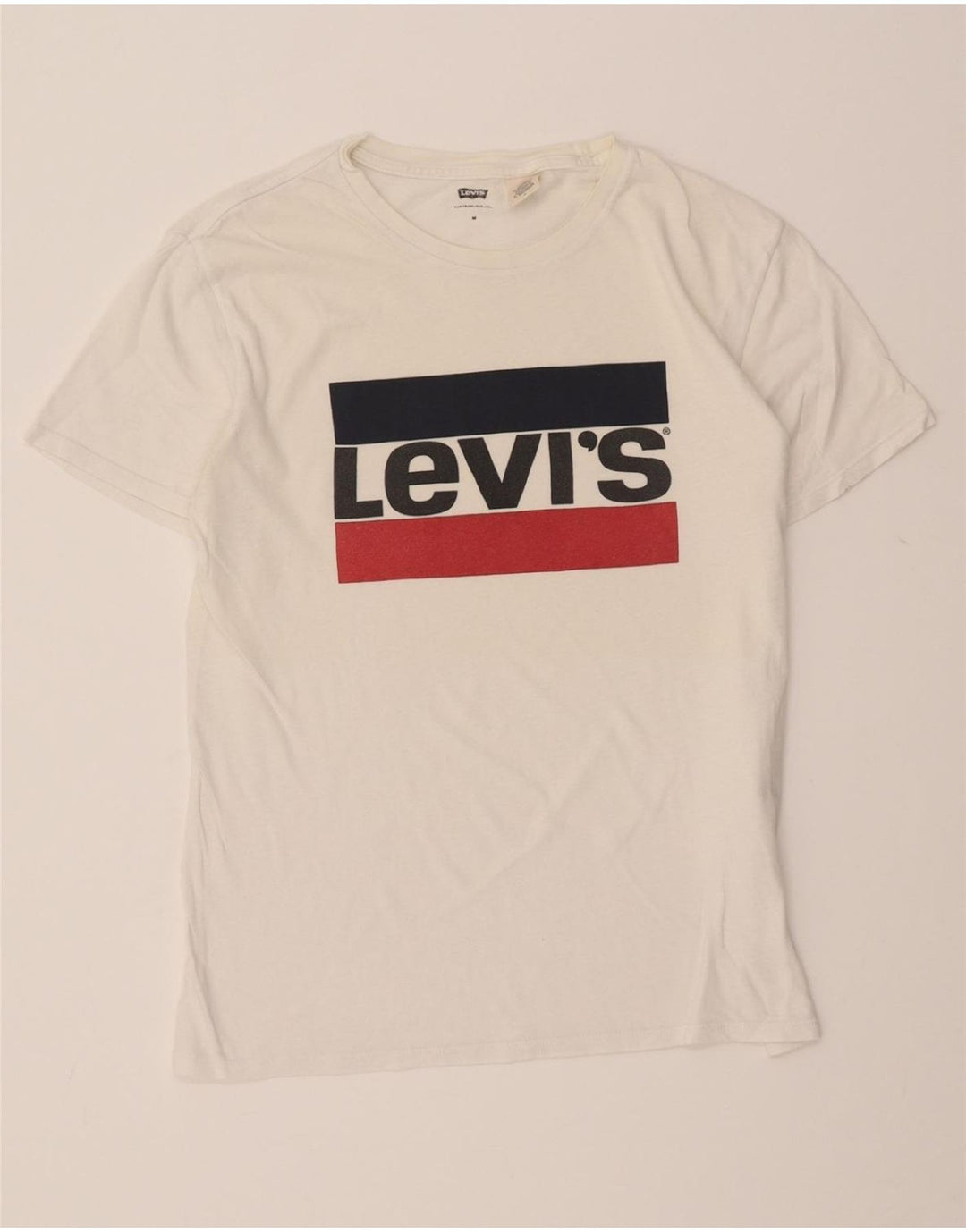 LEVI'S Womens Graphic T-Shirt Top UK 14 Medium White Cotton Vintage Levi's and Second-Hand Levi's from Messina Hembry 