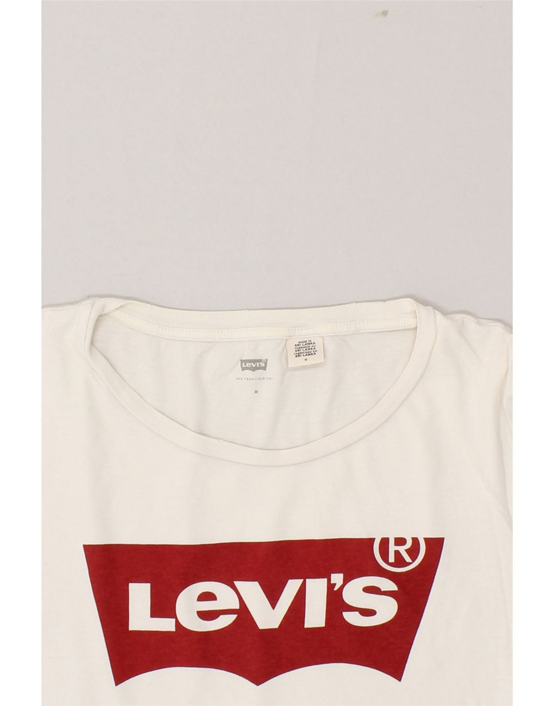 LEVI'S Womens Graphic T-Shirt Top UK 12 Medium White Cotton Vintage Levi's and Second-Hand Levi's from Messina Hembry 