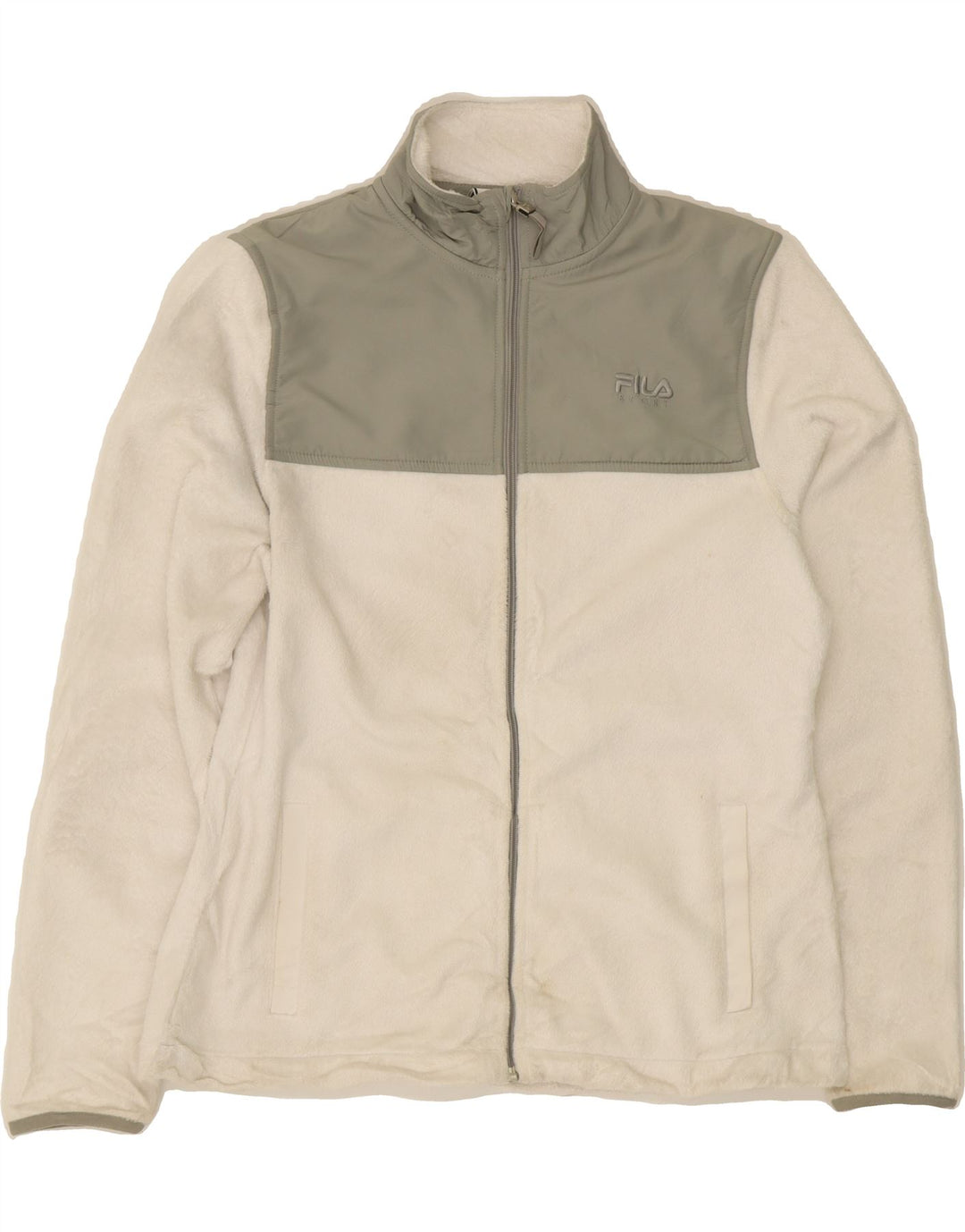 FILA Mens Fleece Jacket UK 36 Small White Colourblock Polyester Vintage Fila and Second-Hand Fila from Messina Hembry 
