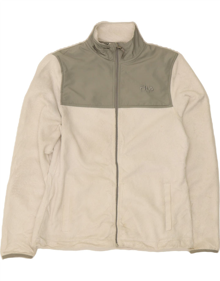 FILA Mens Fleece Jacket UK 36 Small White Colourblock Polyester Vintage Fila and Second-Hand Fila from Messina Hembry 