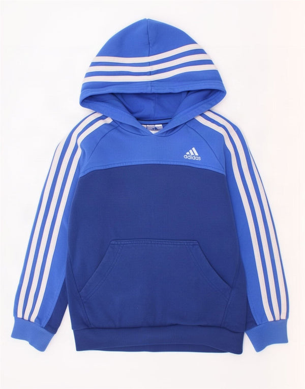 Adidas drenge hættetrøje 7-8 år marineblå farveblok bomuld