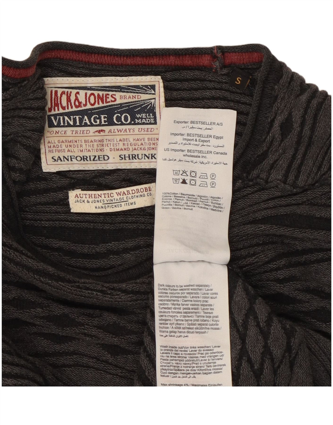 Jack & Jones Herre sweater med rund hals, lille grå Argyle/diamant bomuld