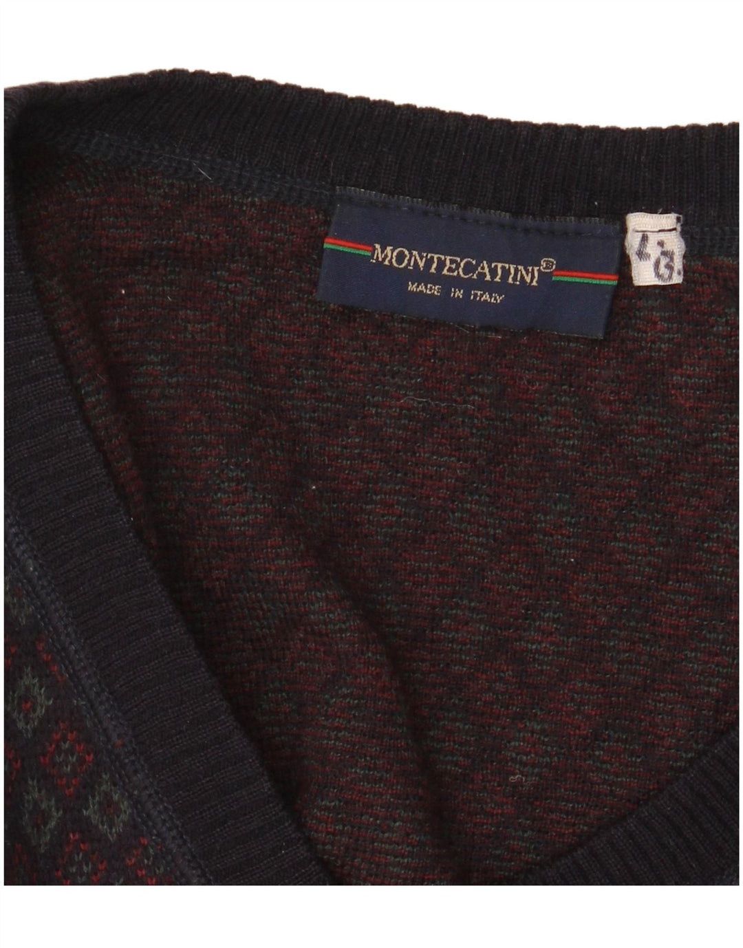 MONTECATINI Herre V-hals sweater Stor Flerfarvet Geometrisk