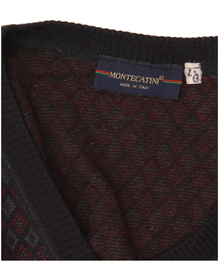 MONTECATINI Herre V-hals sweater Stor Flerfarvet Geometrisk