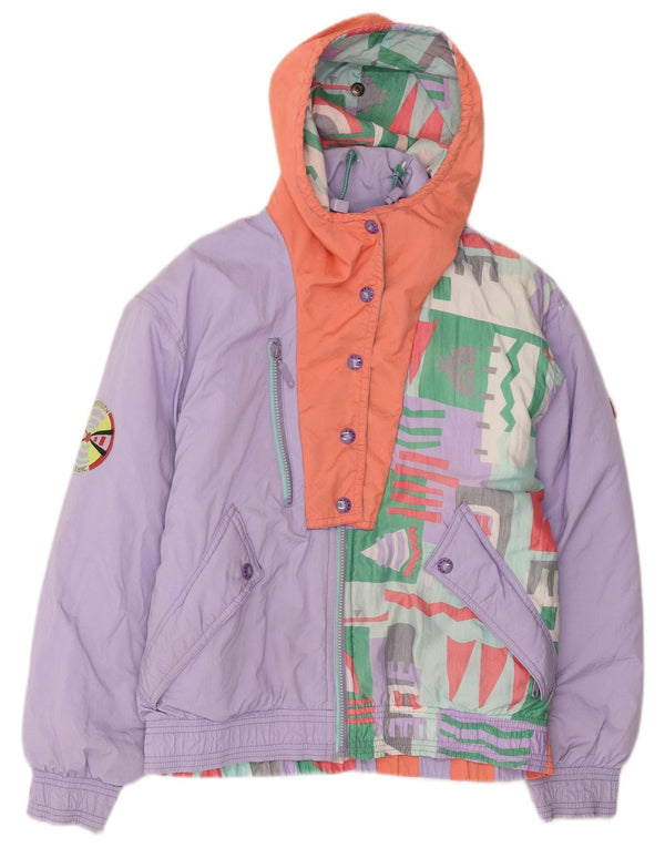 Vintage Womens Hooded Ski Jacket UK 18 XL Purple Colourblock