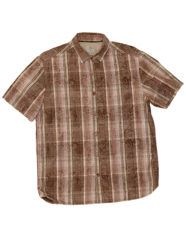 Fat Face Mens Short Sleeve Shirt Medium Brown Check Cotton