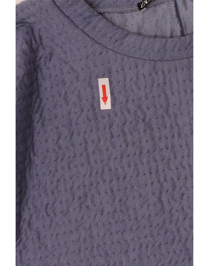 Zara Womens Crop Bluse Top UK 14 Large Purple