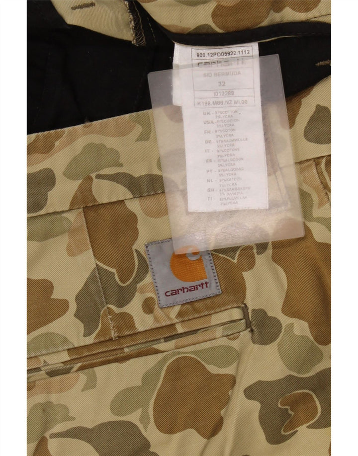 CARHARTT Herre Bermuda Chino Shorts W32 Medium Khaki Camouflage Bomuld