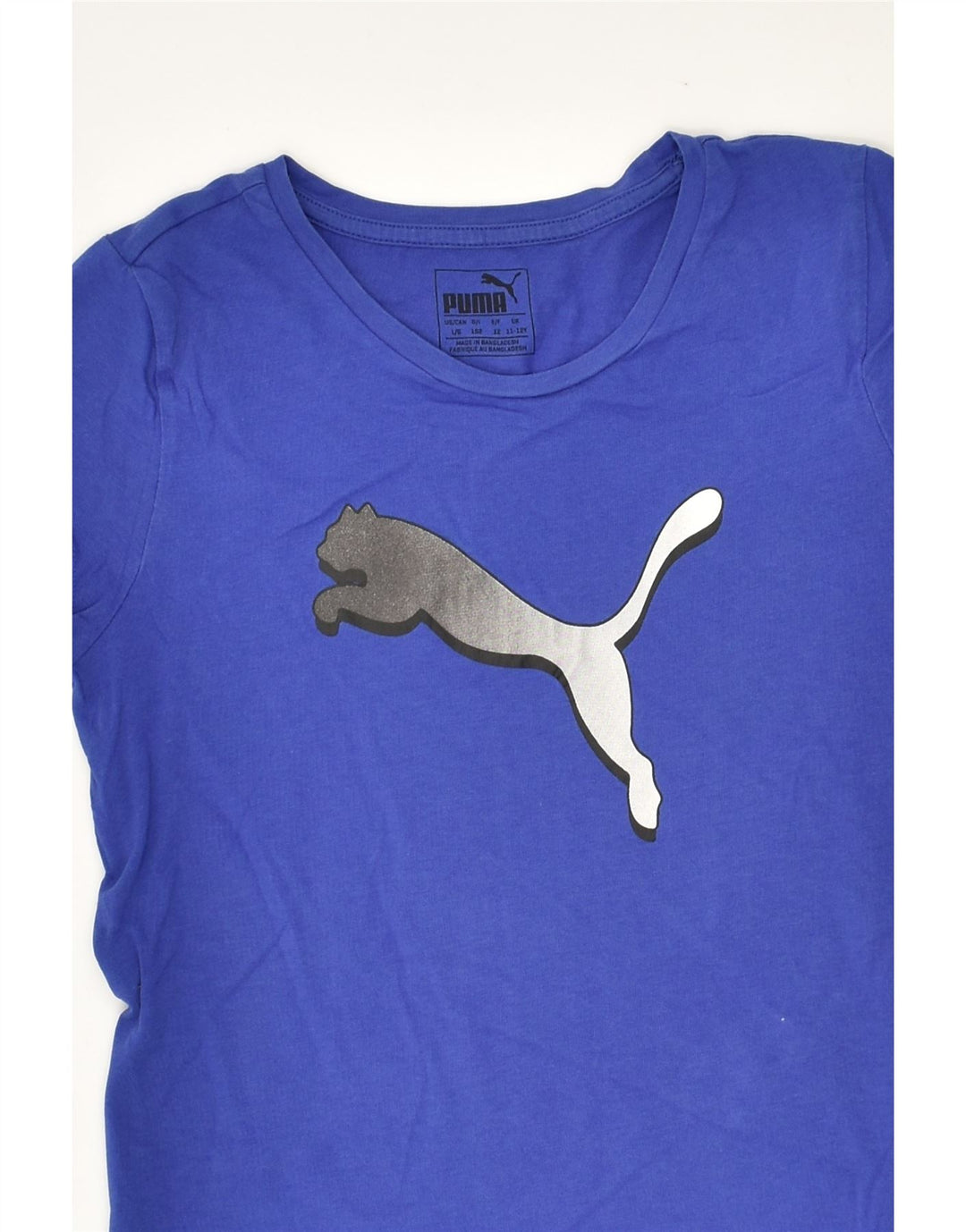 PUMA Girls Graphic T-Shirt Top 11-12 Years Blue Cotton | Vintage Puma | Thrift | Second-Hand Puma | Used Clothing | Messina Hembry 