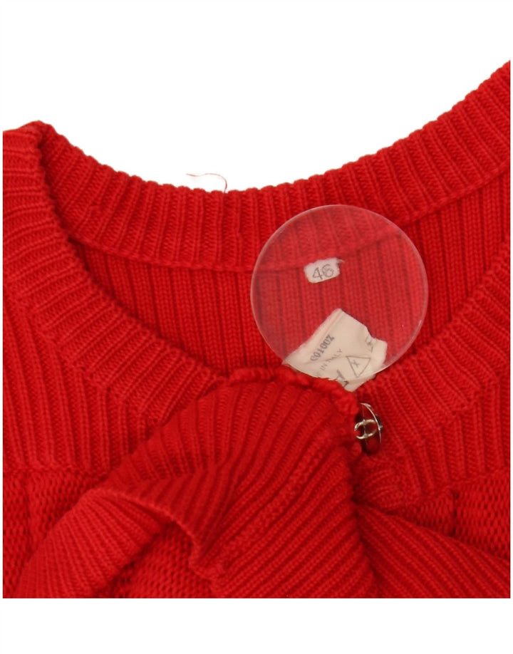 Vintage dame cardigan sweater IT 46 Stor rød bomuld