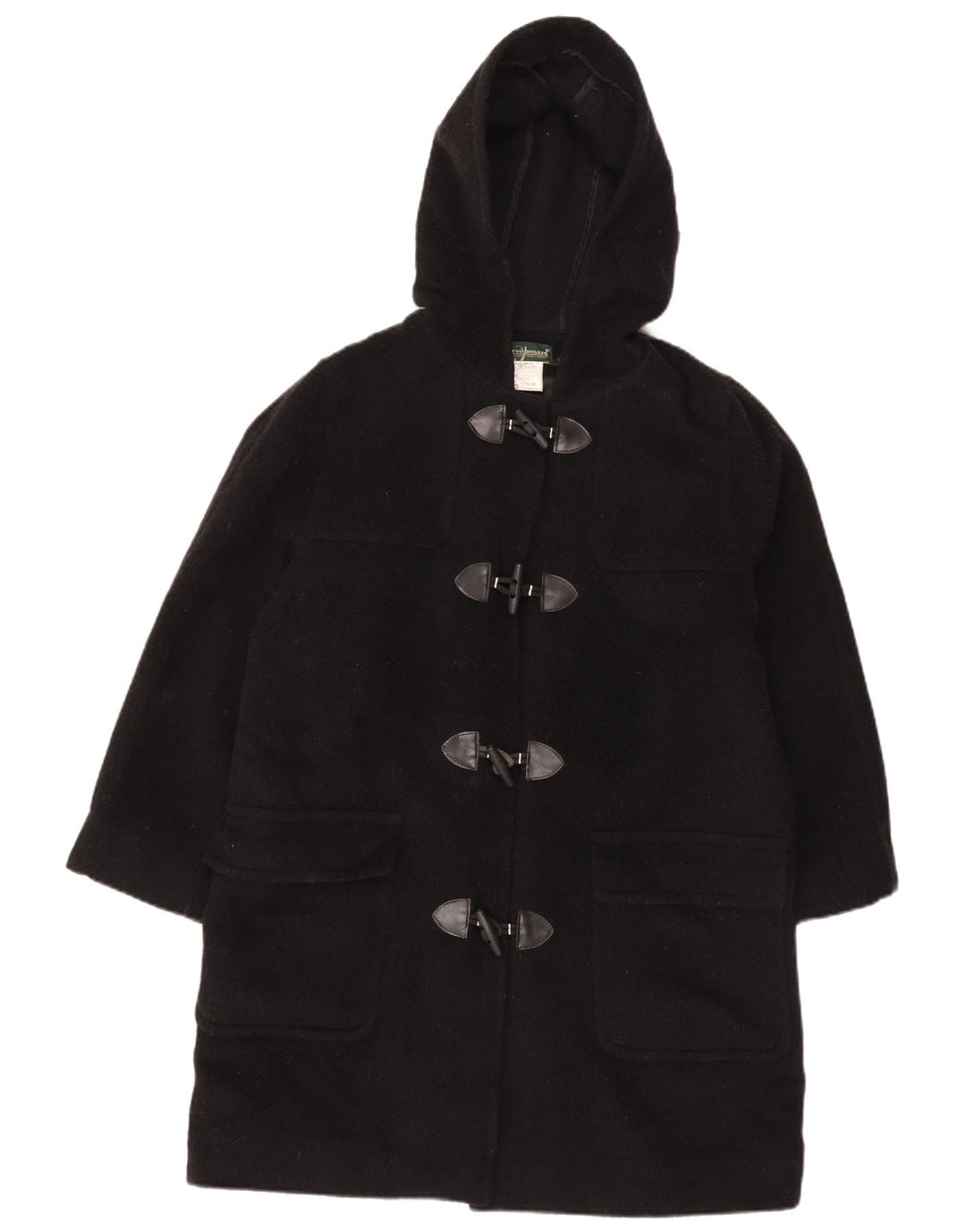 Harve Benard Dame Oversized Hooded Duffel Coat UK 16 Large Black Wool