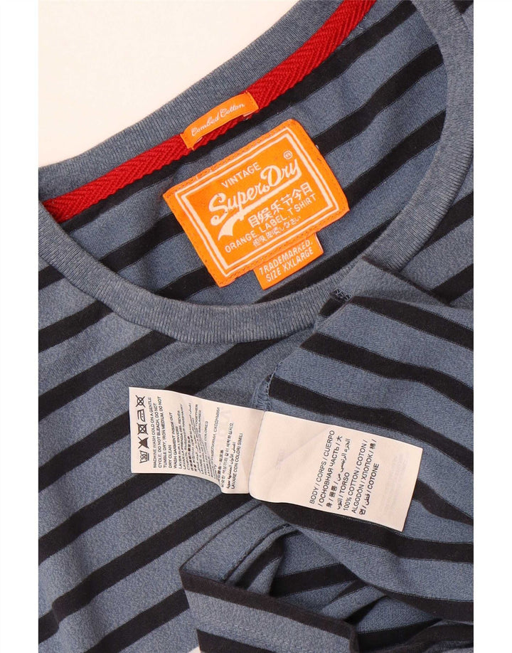Superdry T-shirt top til mænd 2XL blå stribet bomuld