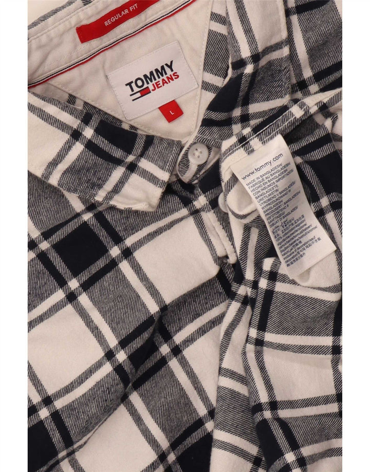 Tommy Hilfiger Herre Regular Fit Flanellskjorte Stor marineblå ternet bomuld