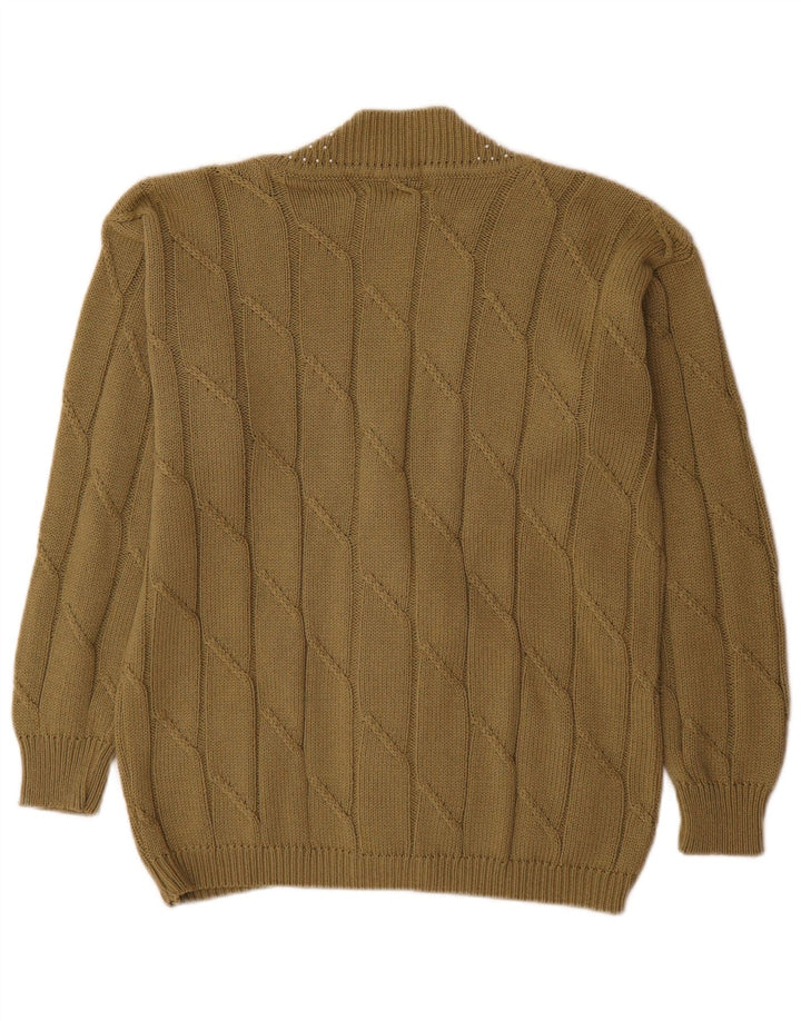 Vintage dame cardigan sweater UK 14 Medium Khaki Bomuld