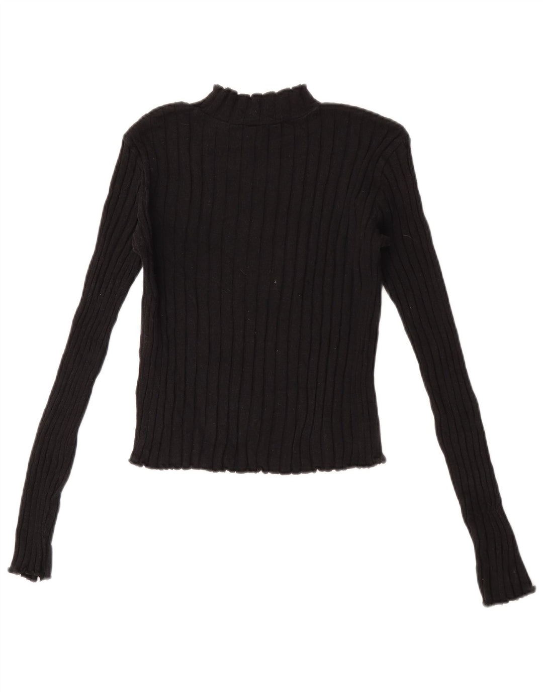 Zara Dame Crop Top Langærmet UK 14 Stor Sort Bomuld