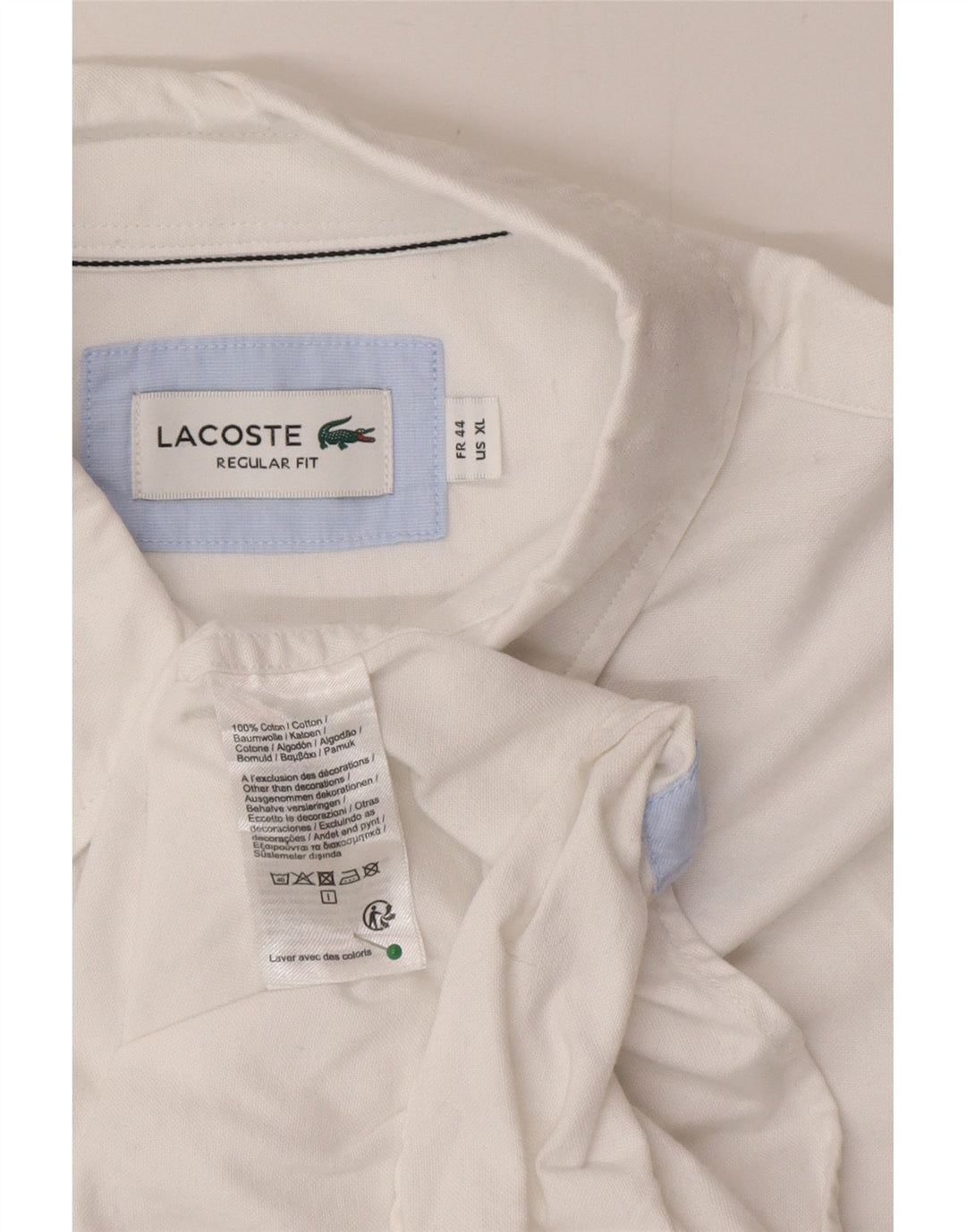 Lacoste Herre Regular Fit skjorte str. 44 XL Hvid bomuld