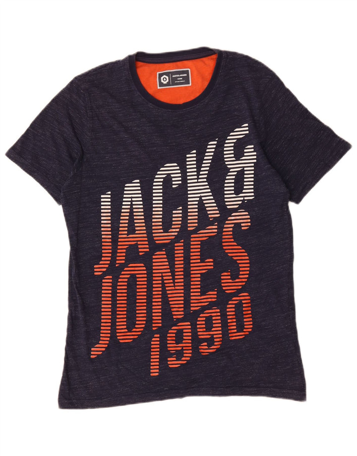 Jack & Jones Herre grafisk T-shirt Top Medium Navyblå Flecked Bomuld