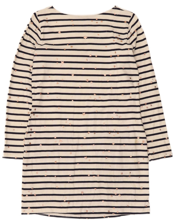 Joules Kvinders Abstrakt Mønster Skede Kjole UK 10 Small White Striped