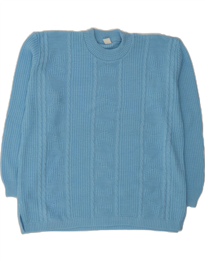 VINTAGE Womens Crew Neck Jumper Sweater IT 44/46 Large Blue Striped Vintage Vintage and Second-Hand Vintage from Messina Hembry 