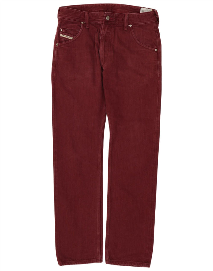 Diesel Herre Krooley Regular Slim Jeans W30 L30 Bourgogne bomuld