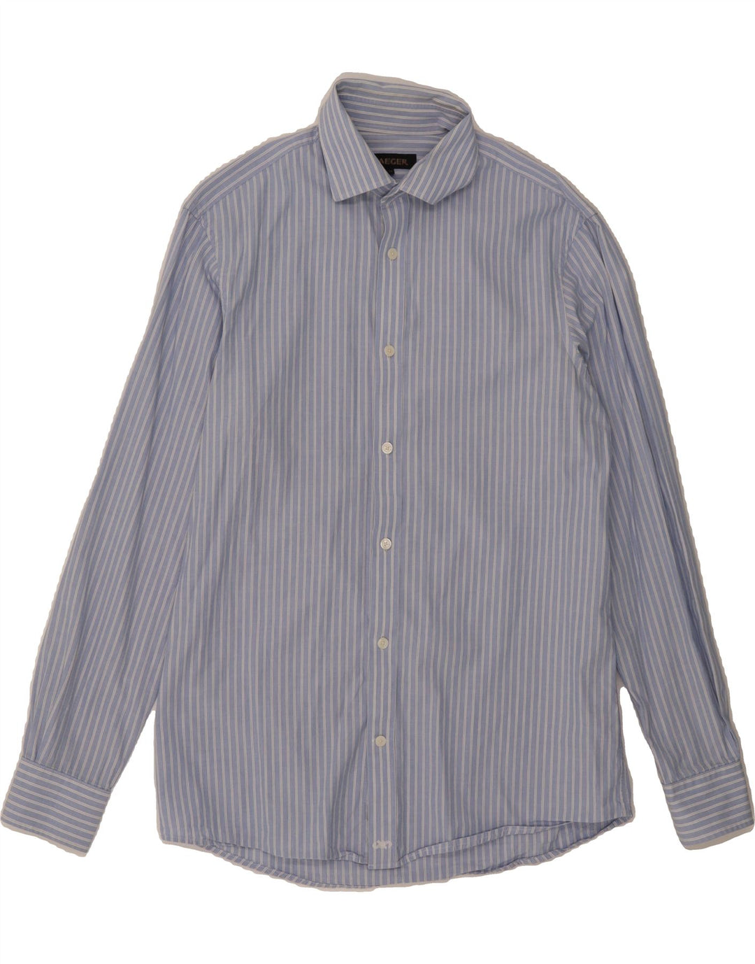 JAEGER Mens Shirt Size 15 Medium Blue Striped Cotton Vintage Jaeger and Second-Hand Jaeger from Messina Hembry 
