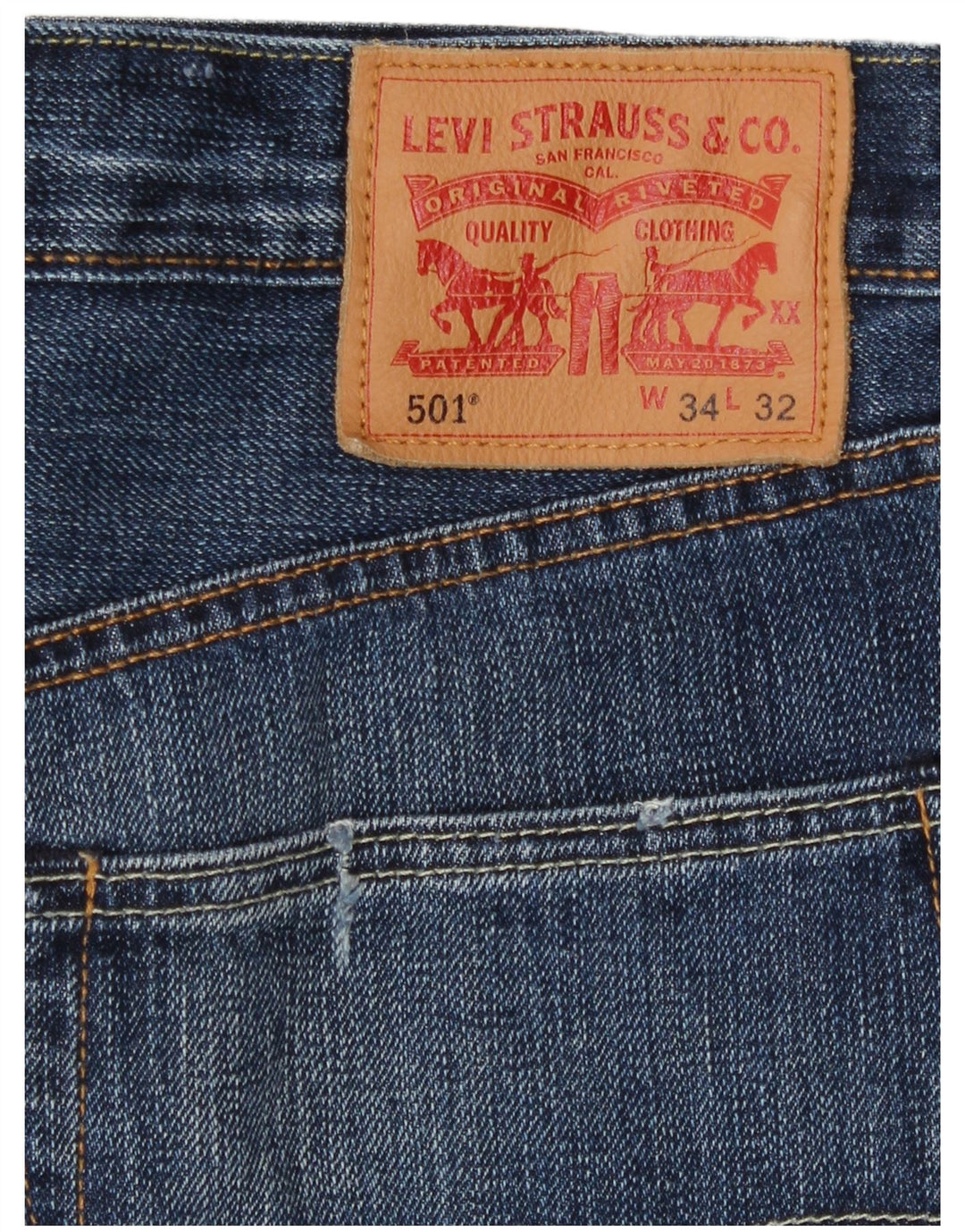 Levi's Mens 501 Cropped Jeans W34 L25 Blå