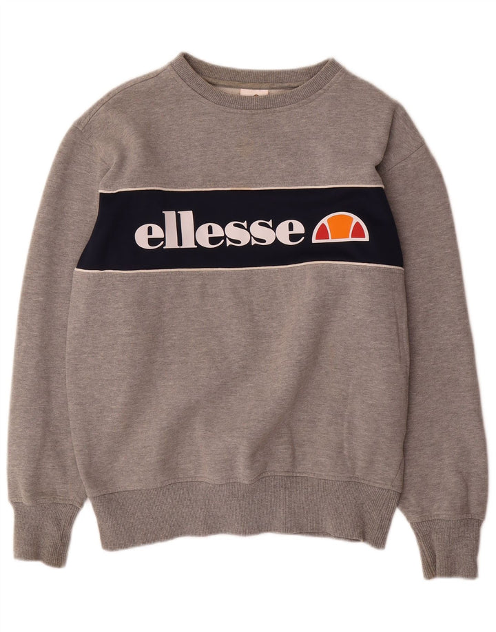 Ellesse Herre Grafisk Sweatshirt Jumper Lille Grå Colourblock Bomuld