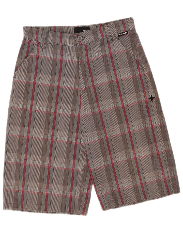 Hurley Boys Chino Shorts 13-14 år W27 Grå ternet bomuld