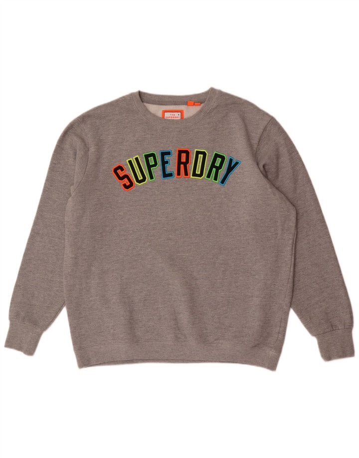 Superdry Grafisk Sweatshirt-trøje til mænd XL Grå Flecked Bomuld
