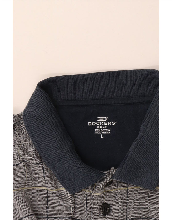 Dockers Herre Rugby Polo Shirt Stor blå ternet bomuld