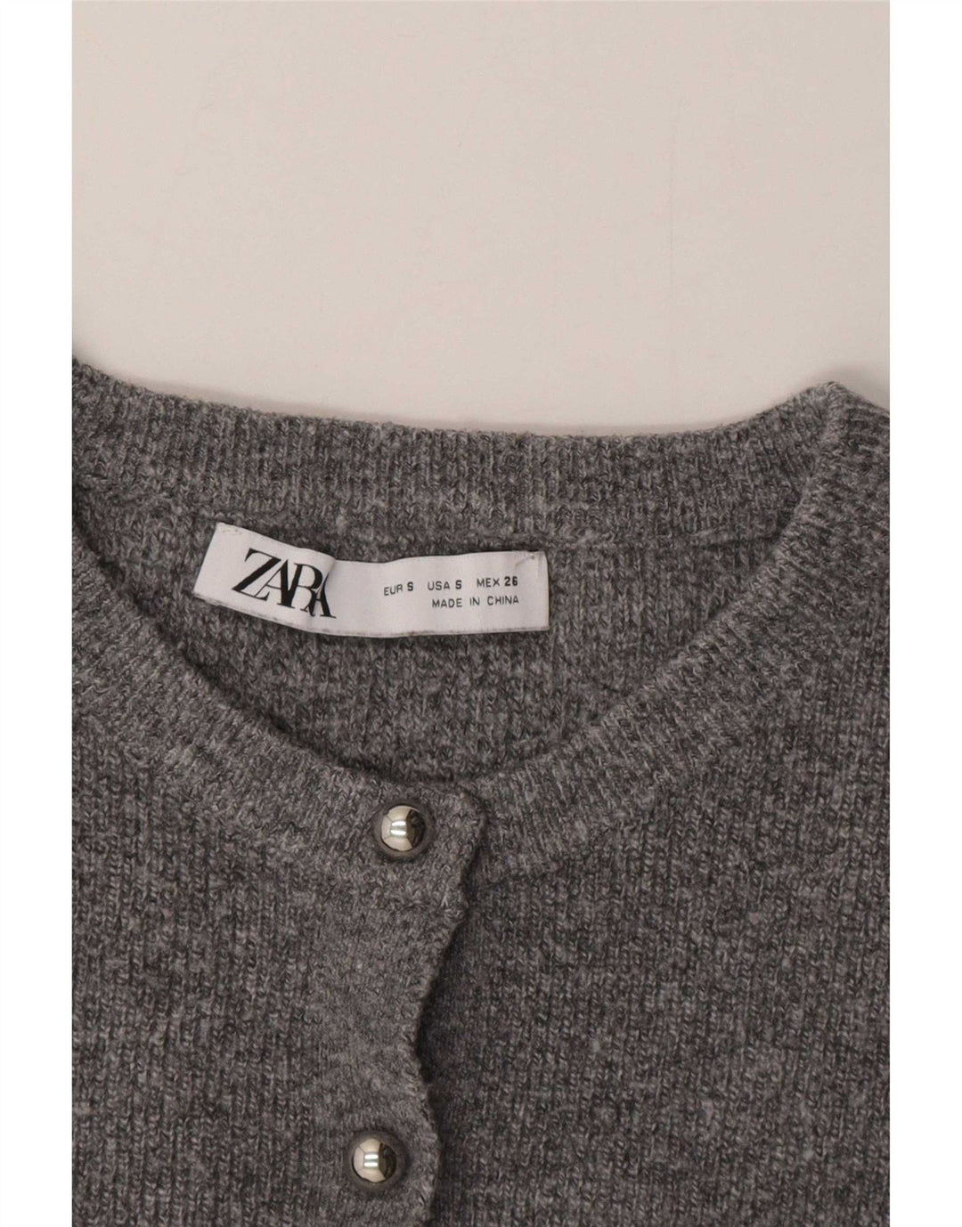Zara Womens Crop Cardigan Sweater UK 10 Small Grey