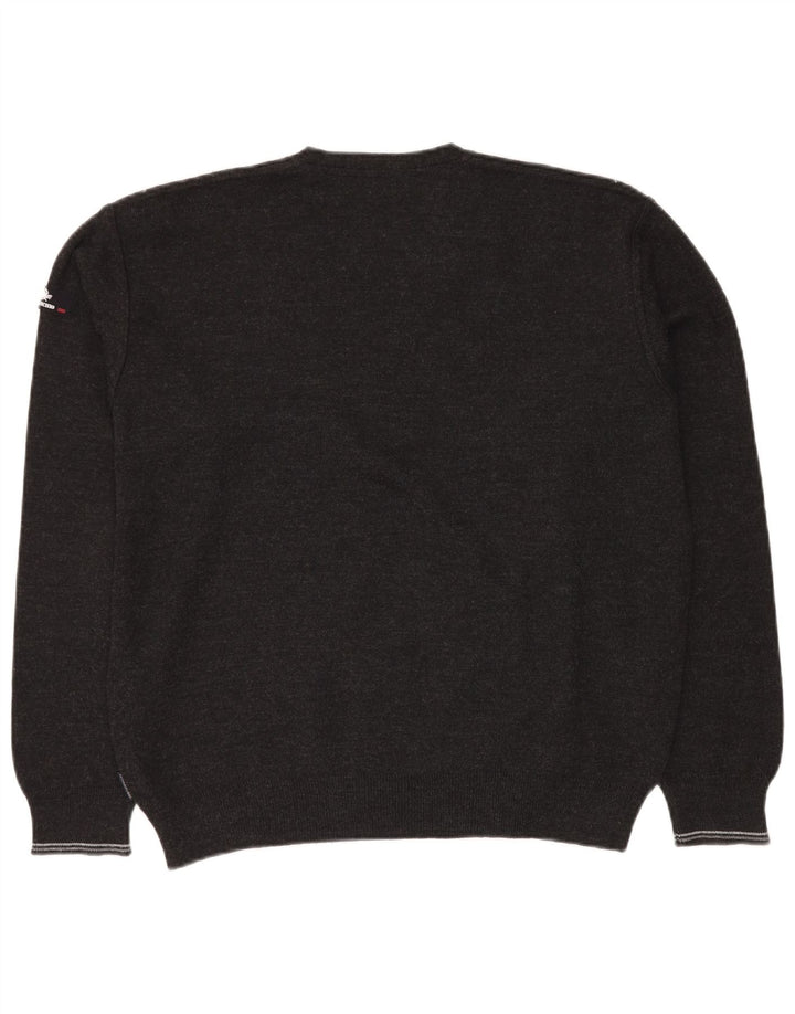 Il Granchio Herre V-hals sweater Stor Grå Geometrisk Ny Uld