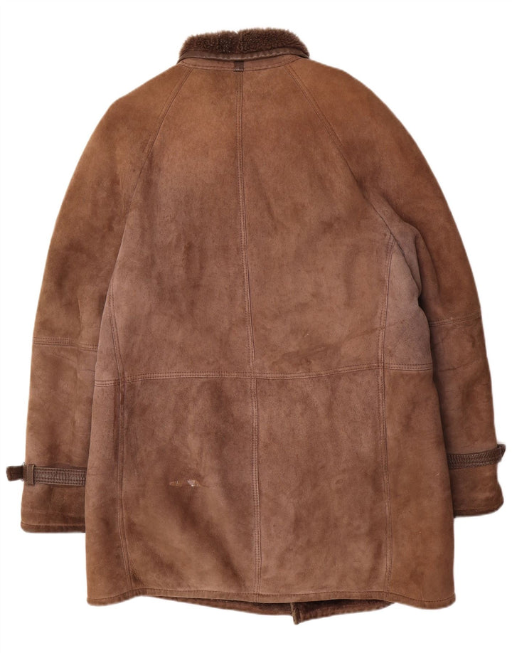 Vintage Herre Shearling Overfrakke UK 40 Large Brown