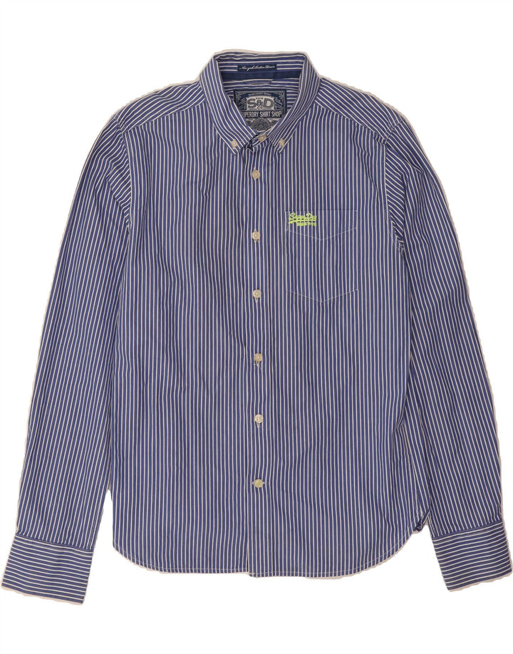 SUPERDRY Mens Shirt Large Blue Striped Cotton Vintage Superdry and Second-Hand Superdry from Messina Hembry 
