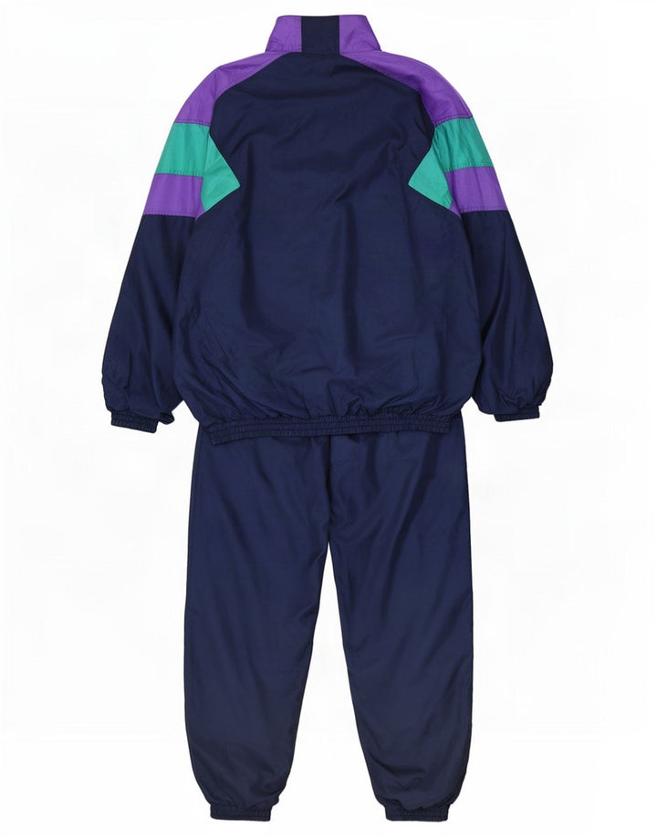 Vintage fuld træningsdragt til mænd Medium Navy Blue Colourblock Polyamid