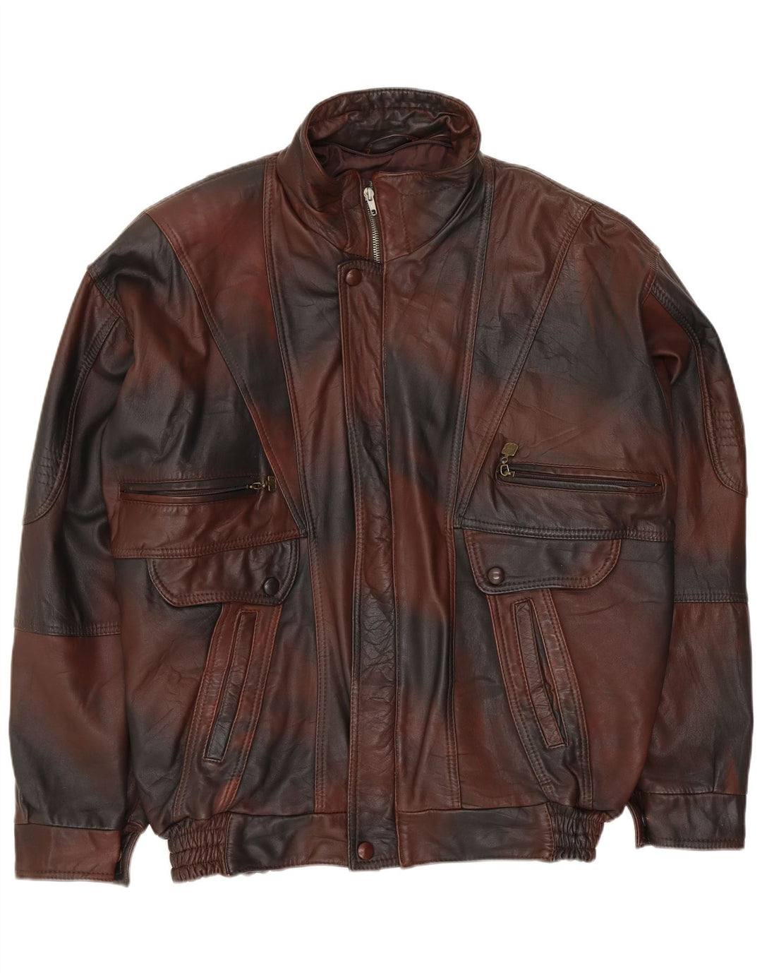 VINTAGE Herre læderjakke UK 40 Large Brown Tie Dye