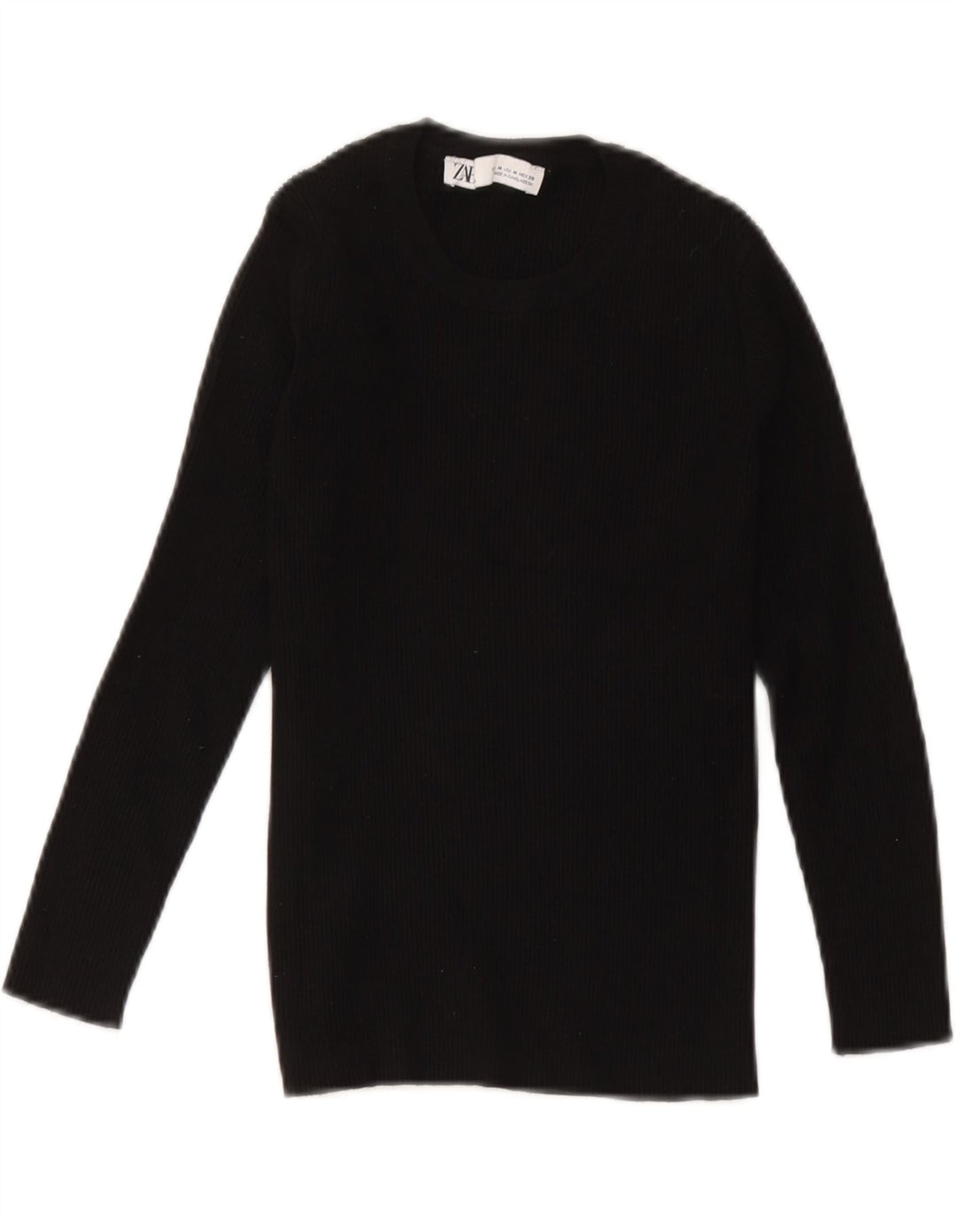 Zara Dame Top Langærmet UK 12 Medium Sort Viscose