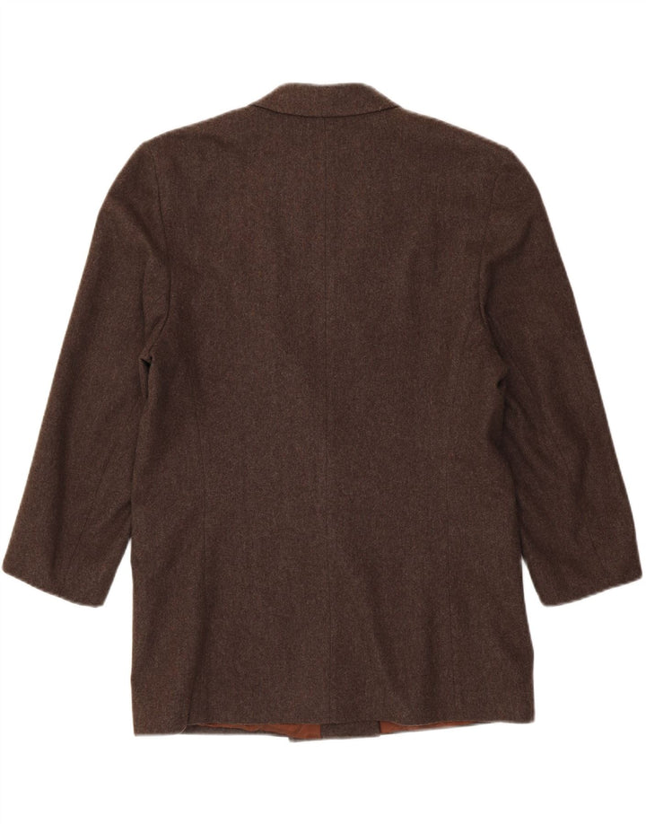 Vintage dobbeltradet blazerjakke til kvinder IT 46 Stor brun polyester