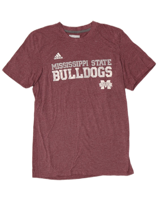 Adidas Herre Mississippi State Bulldogs Grafisk T-Shirt Top Medium Maroon