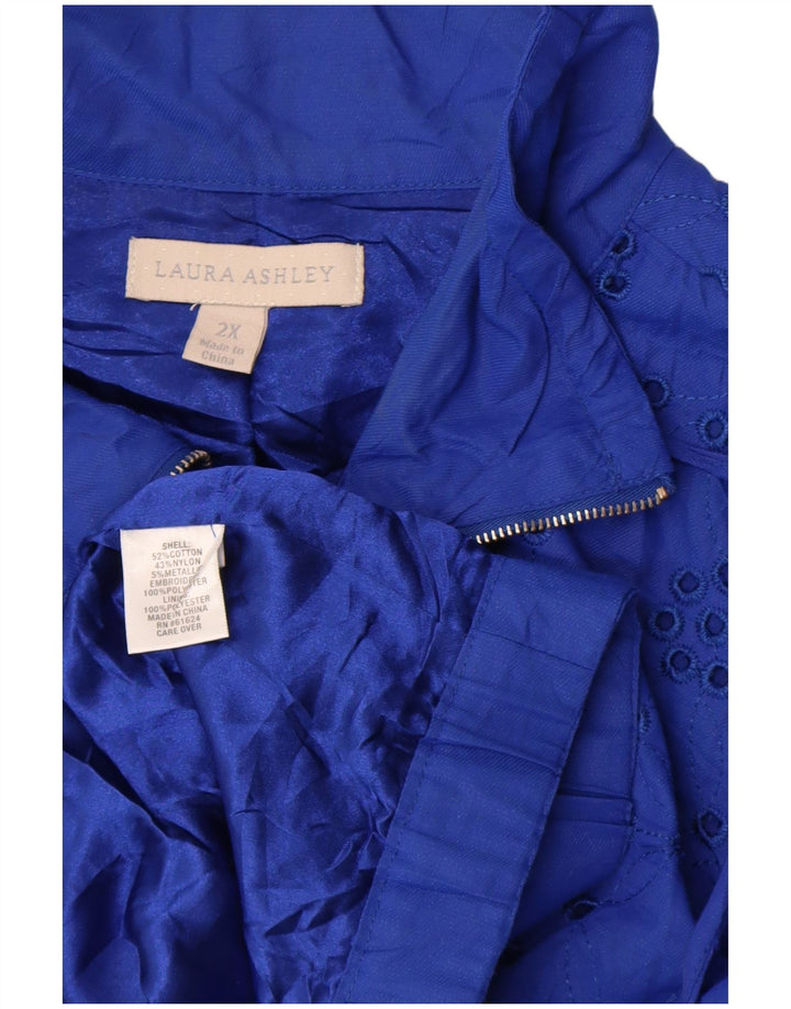 Laura Ashley Dame Bomber Jacket UK 20 2XL Blå Bomuld