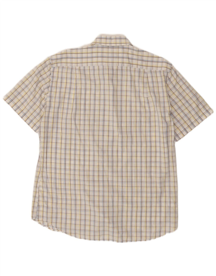 HUGO BOSS Kortærmet herreskjorte str. 16 1/2 42 Stor hvid ternet bomuld