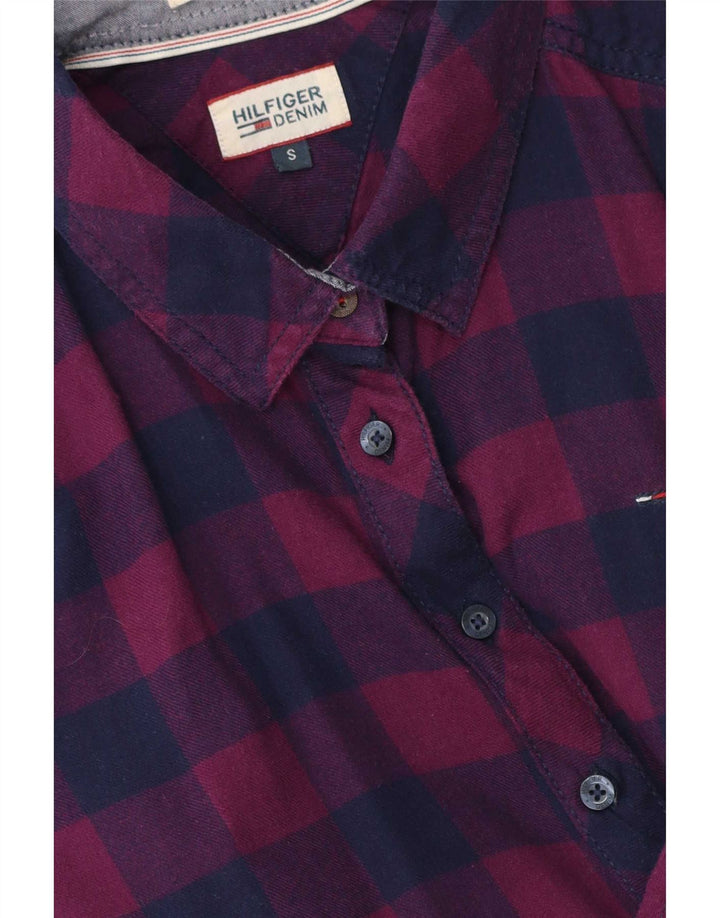 Tommy Hilfiger Dame Overshirt Shirt UK 10 Small Purple Check