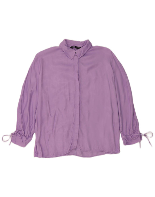 Zara Womens Oversized Shirt Blouse UK 10 Small Purple