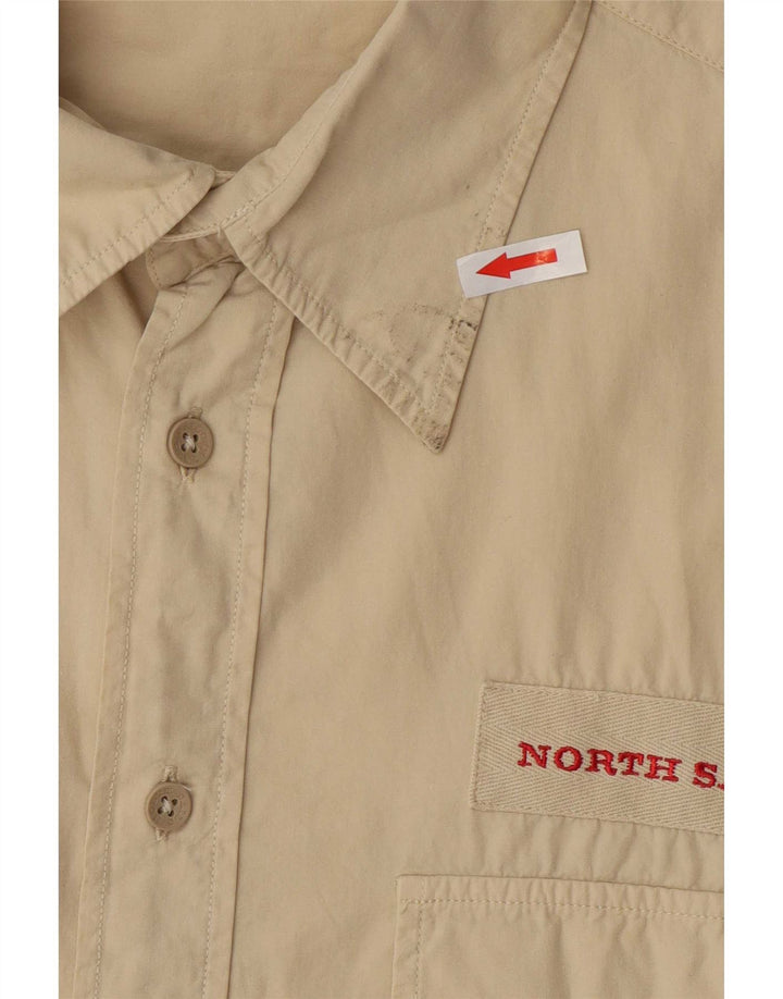 North Sails Herre grafisk kortærmet skjorte XL Beige Bomuld