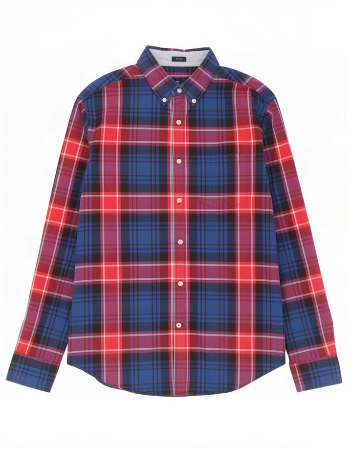 American Eagle Herreskjorte Medium Blue Plaid Bomuld