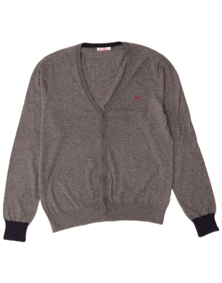 SUN68 Herre grafisk cardigan sweater lille grå uld